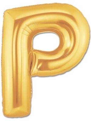 Evvano P Harf Folyo Balon Altın Renk  40 Inç