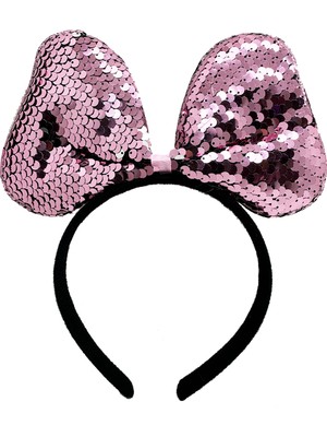 Evvano Renk Değiştiren Pullu Payetli Fiyonk Parti Tacı Pembe Gümüş Renk 20X16 cm