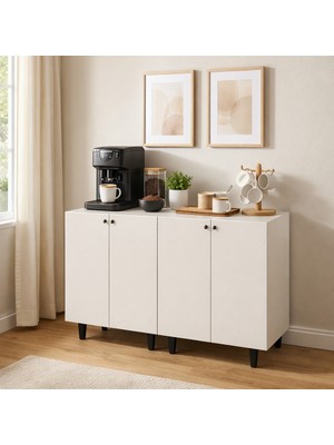 Uğur Ranza 4kapaklı Çok Amaçlı Dolap Defne Mutfak Dolabı Erzak Dolabı Kiler Dolabı Beyaz