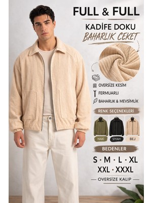 Fullandfull Erkek Kadife Fitilli Baharlık Oversize Mont