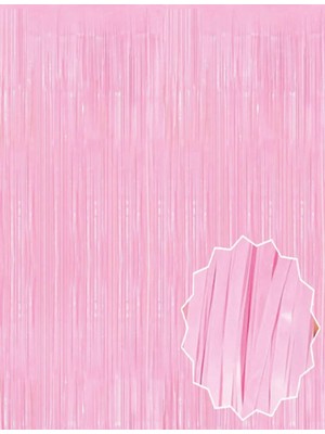 Evvano Soft Pembe Püsküllü Kapı Perdesi - Parti, Baby Shower, Cinsiyet Partisi 1x2 M