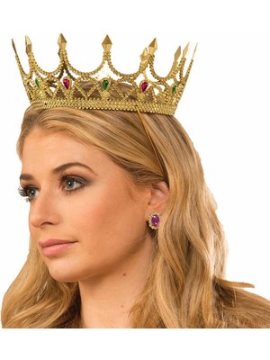 Evvano Taşlı Rönesans Kostümlü Kraliyet Ortaçağ Altın Kraliçe Prenses Tacı