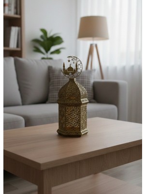 Brntech 3D Islami Desenli Ramazan Feneri – Pilli LED Mumlu 3D Baskı Pla Dekor