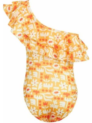 Neopy 5566 Eyana Kız Çocuk Çiçekli Fırfırlı Tek Omuz Mayo