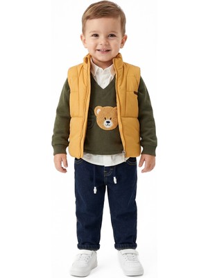 NASR GRUB Erkek Çocuk 3lu Alt Üst Takım 1-3 Yaş 11210 Hardal - Haki