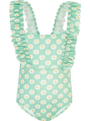 Neopy 5568 Lesia Kız Çocuk Papatya Desenli Fırfırlı Mayo