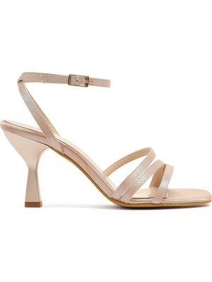 Derimod Kadın Bej Bilekten Bantlı Topuklu Sandalet 26SFE39036F