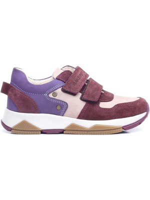 Ortopedikal 3880 Rakerplus Hakiki Deri Bordo Pembe Mor Çocuk Sneakers Spor Ayakkabı Cırtlı