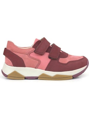 Ortopedikal 3880 Rakerplus Hakiki Deri Bordo Pembe Çocuk Sneakers Spor Ayakkabı Cırtlı