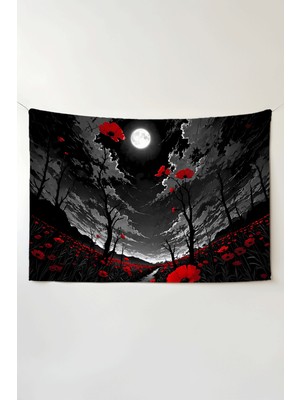 Charmbi Gelincik Tarlası Yatay Duvar Örtüsü – Büyük Boy Tapestry Duvar Halısı, Oyun Anime Film Oda Dekor