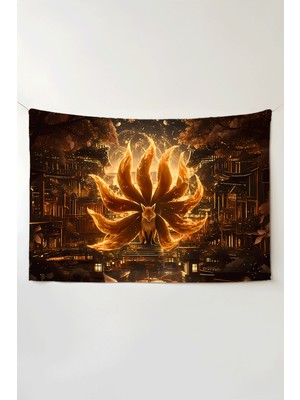 Charmbi Naruto Kurama Yatay Duvar Örtüsü – Büyük Boy Tapestry Duvar Halısı, Oyun Anime Film Oda Dekor