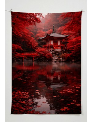 Charmbi Kızıl Orman Sığınağı Duvar Örtüsü – Büyük Boy Tapestry Duvar Halısı, Oyun Anime Film Oda Dekor
