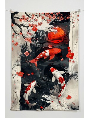 Charmbi Kızıl Sazan Duvar Örtüsü – Büyük Boy Tapestry Duvar Halısı, Oyun Anime Film Oda Dekor