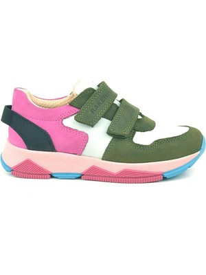 Ortopedikal 3880 Rakerplus Hakiki Deri Yeşil Beyaz Pembe Çocuk Sneakers Spor Ayakkabı Cırtlı