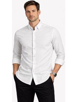 Classics Men Shoow Uzun Kol Slim Fit Erkek Keten Gömlek - 7576