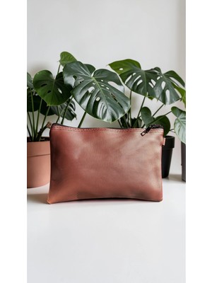 Bitacir Kadın Makyaj Çantası Bilek Askılı Çok Amaçlı Kozmetik Organizer Fermuarlı Suni Deri El Çantası