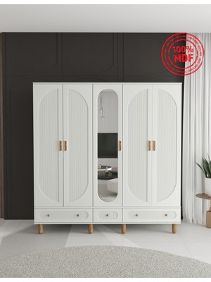 T&B Soho 5 Kapaklı Çekmeceli Gardırop - Tamamı Mdf