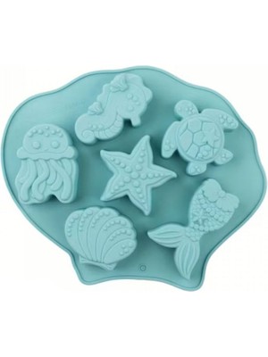 Depposite Silikon Kek Kalıp Çikolata Deniz Figürleri Kalıbı Şeker Hamuru Jelibon Taş Tozu Mum Kalıbı