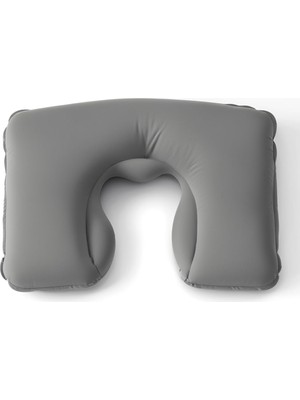 Şişme Seyahat Yastığı Boyun Destekli Taşınabilir ve Ergonomik Tasarım Uçak Araba ve Yolculuklar Için Ideal (Gri)