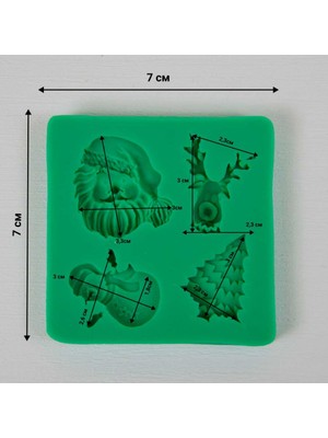 Depposite Silikon Yılbaşı Temalı (Kardan Adam, Geyik, Noel Baba, Çam Ağacı) Şeker Hamuru Kalıbı
