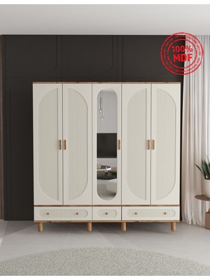 T&B Soho 5 Kapaklı Çekmeceli Gardırop - Tamamı Mdf
