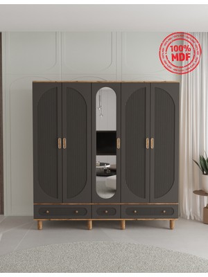 T&B Soho 5 Kapaklı Çekmeceli Gardırop - Tamamı Mdf