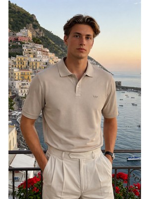 Damga Erkek Basic %100 Pamuk Taş Polo Yaka Tişört