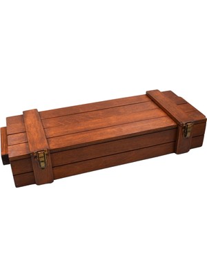 TUN'S WOODS Retro Mühimmat Sandığı Tasarımlı Ahşap Kutu 40X20X9 cm El Yapımı Çok Amaçlı