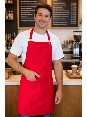 Kırmızı Şef Mutfak Önlüğü Leke Tutmayan Sıvı Itici Kumaş