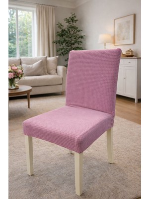 (6 Adet) Tuğla Desen Likrali Kumaş Sandalye Örtüsü, Lastikli, Esnekli ,kaliteli Sandalye Kılıfı