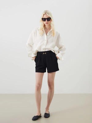 Lc Waikiki Yeni Sezon Beli Kemerli Pileli Kadın Şort