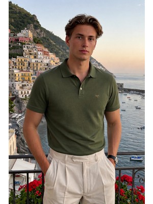 Damga Erkek Basic %100 Pamuk Haki Polo Yaka Tişört