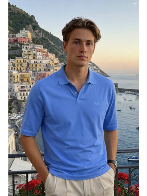 Damga Erkek Basic %100 Pamuk A.mavi Polo Yaka Tişört