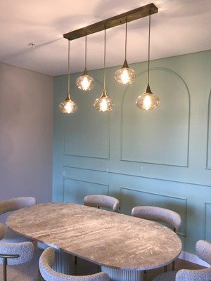 Class Aydınlatma Abajur 5 Li Masa Üstü Eskitme Bal Cam Sarkıt