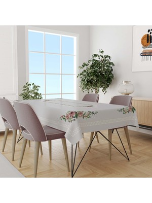 Güzel Mağaza Gül Kanaviçe Desen Dertsiz Şantuk Kumaş Dijital Baskı Dikdörtgen Masa Örtüsü