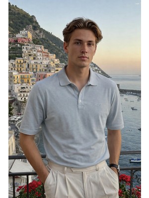 Damga Erkek Basic %100 Pamuk Gri Polo Yaka Tişört