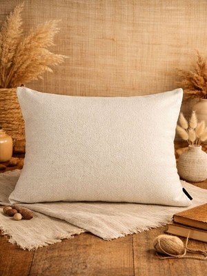Mrs.Gugar Mrs Gugar Astana Serisi 43X43 Keten Kırlent Kılıfı Krem Dekoratif Yastık Kılıfı