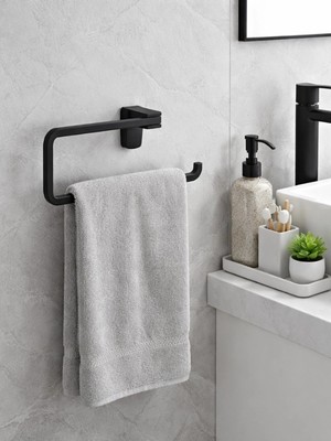 FUALORA Banyo Aksesuarı Siyah Havluluk 304 Paslanmaz Çelik