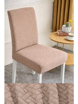 (6 Adet) Tuğla Desen Likrali Kumaş Sandalye Örtüsü, Lastikli, Esnekli ,kaliteli Sandalye Kılıfı