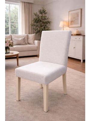 (6 Adet) Tuğla Desen Likrali Kumaş Sandalye Örtüsü, Lastikli, Esnekli ,kaliteli Sandalye Kılıfı