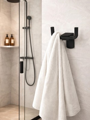 FUALORA Banyo Aksesuarı Siyah Bornozluk 304 Paslanmaz Çelik