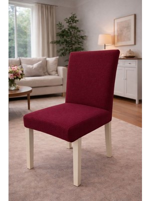 (6 Adet) Tuğla Desen Likrali Kumaş Sandalye Örtüsü, Lastikli, Esnekli ,kaliteli Sandalye Kılıfı