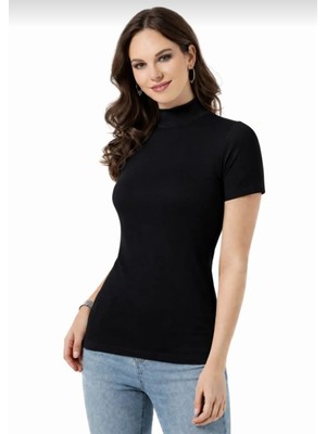 Kota 6228 Kadın Kısa Kollu Yarım Boğazlı Body Atlet Tekli