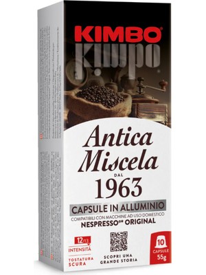 Kimbo Antica Miscela 100% Arabica Nespresso Uyumlu Kapsül Kahve (Alüminyum) (10’lu Kutuda)