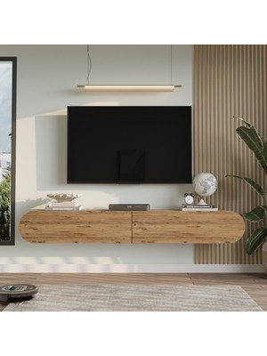 L'occi Concept Donyell 180 cm Oval Kapaklı Tv Ünitesi Modern Duvara Monte Tv Sehpası Atlantik Çam Don1-A