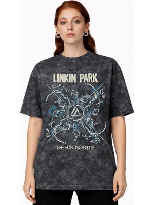 Sevbano Linkin Park Rock Metal Müzik Grubu Baskılı Unisex Oversize Vintage Yıkamalı Tişört