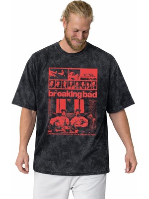 Sevbano Tasarım Efsane Dizi Breaking Bad Baskılı Unisex Oversize Vintage Yıkamalı Tişört