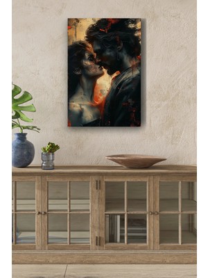  4K Hd Kalite Mgi Design Kadın ve Erkek Renklendirilmiş Yağlı Boya Görünümlü Hd Dijital Baskı Dikey Kanvas Tablo 2