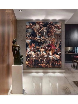  4K Hd Kalite Mgi Design Antik Yunanlılar Hd Dijital Baskı Dikey Panoramik Kanvas Tablo /002-E Şık Işyeri Dekoru