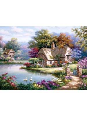  4K Hd Kalite Mgi Design Sana Orman Evleri Gölet Kanvas Tablo 60X120 cm